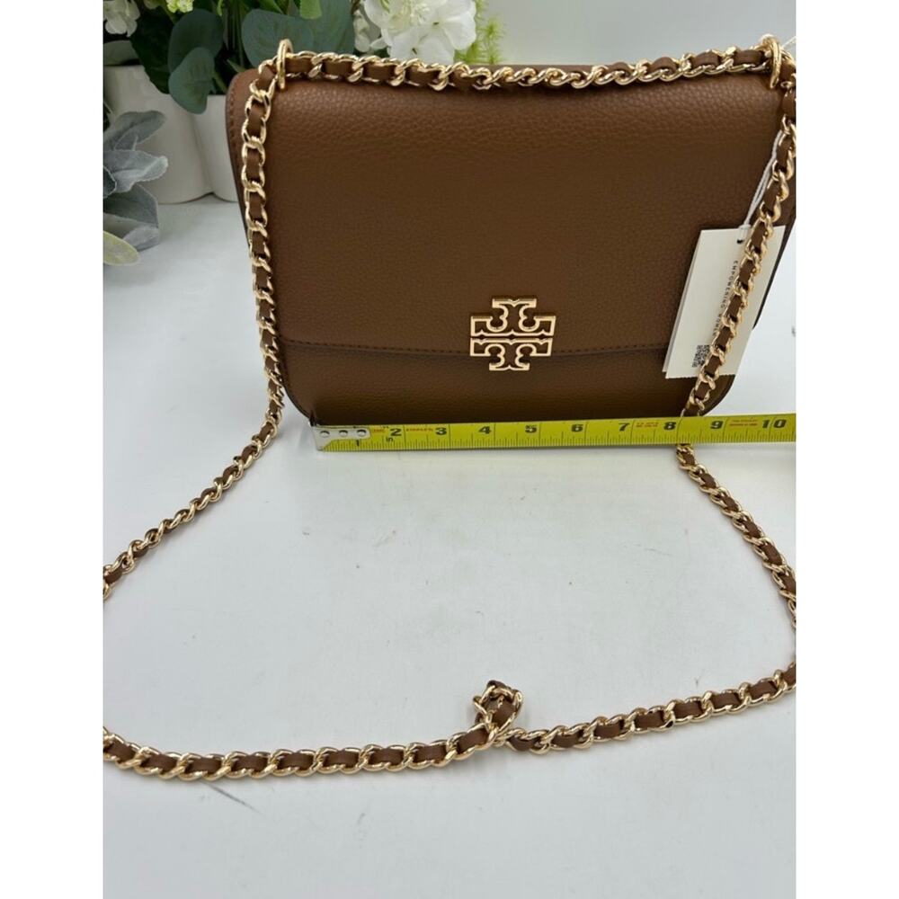 Women's TORY BURCH BRITTEN shoulder bag crafted in moose brown leather/ gold - Picture 7 of 10